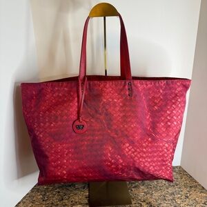 Bottega Veneta Intrecciolusion Red Nylon Butterfly Tote Bag with COA